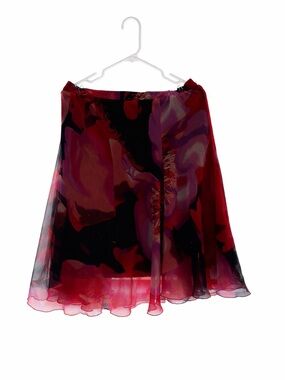Lane Bryant Red and Black Floral A-Line Skirt